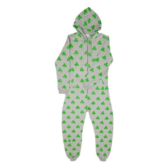 ARTHUR GEORGE Grey and Green Clover Hooded Onesie - Picture 2 of 3